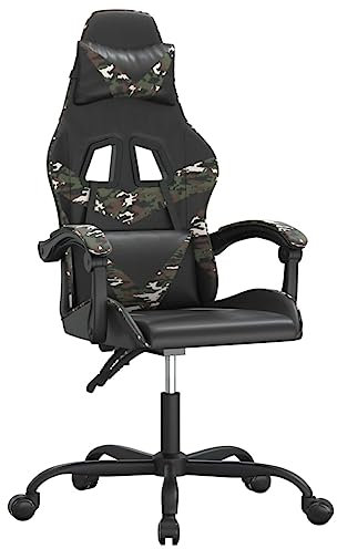 vidaXL Gaming Stuhl, Bürostuhl Drehbar Höhenverstellbar, Schreibtischstuhl Verstellbare Rückenlehne, Drehstuhl Chefsessel, Schwarz Tarnfarben Kunstleder