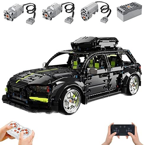 Technik Auto für Aodi RS6, Mit Motoren Set, 1:10 Groß Automodell Bausatz, 2896 Teile MOC Klemmbausteine Auto Set, Kompatibel mit Aodi Technik