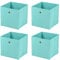 Taylor & Brown Set of 4 Large Foldable Square Storage Cubes, Fabric Organiser Canvas Cube Boxes Collapsible for Home, Bedroom, Nursery Office, Playroom Toys, 30x30x30cm (Turquoise)
