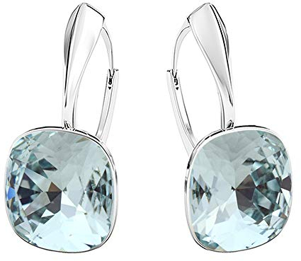 Square 12 mm Wunderbar Hängend Ohrringe 925 Silber Österreichische Zirkonia - Schmuck für Frauen und Mädchen - Hängeohrringe Ideal für Geschenke für Frauen (Light Azore)