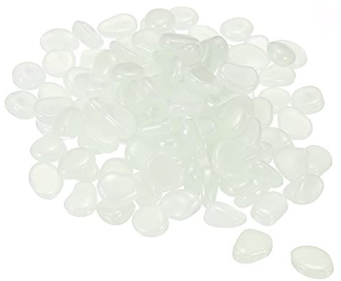 sourcing map 100pcs Glow Rocks 8-11mm Glow Pebbles Decoration in the Dark Luminous Stones Decor DIY Decorative White for Garden, Potted Plant, Fish Tank