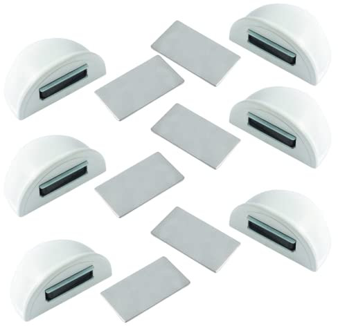 Topes para puertas suelo iman adhesivo - Sujeta puertas suelo blanco 6 unds - Retenedor puerta magnético