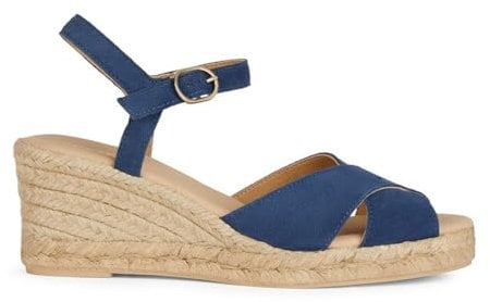Geox Femme D Gelsa Low C Sandales compensées, Bleu Marine, 36 EU