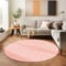 Tapis à Poils Ras, Unicolor - Monochrome, Tapis Rose, 200 cm Rond, Tapis de Style Moderne, Tapis Salon