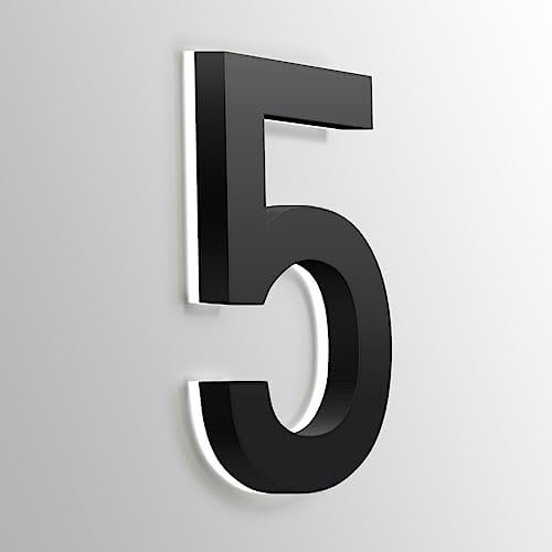 Numéros D'adresse Signe Grand Numéro de Maison LED Flottant Rétroéclairé Moderne Pour L'extérieur Numéro D'adresse de Maison LED Illuminé Noir Pour Mur