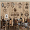 GIVLWF Papier Peint Panoramique de Grain De Bois Nostalgique Rétro, Café, Café, Icône, Lettres Déco de La Maison - Pour Salon Chambre D'enfant Décoration Murale 150 x 70 cm