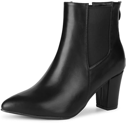 Rodawu Stivaletti Donna Chelsea Stivali Tacco a Blocco Punta Interna con Cerniera Stivaletti Nero EU40