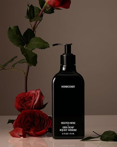 Homecourt Savon à vaisselle Steeped Rose, liquide vaisselle avec ingrédients propres, non toxique, sans danger pour les personnes et les animaux domestiques – 473,6 g