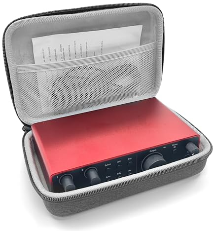 Musiin Premium Velvet Hard Case Compatible with Scarlett 2i2 case 4th Gen Audio Interface Cover, Hard Shell Protective Travel Carrying Bag (Grey)