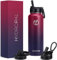 HydroPal Edelstahl Trinkflasche - 750ml, 1L, 1,2L, BPA-Frei, Kohlensäure geeignet, Isolierte flasche mit Strohhalm & 2 Deckel, Auslaufsichere Isolierflasche für Sport (Rot/Schwarz, 1200 ml)