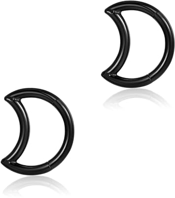 2 Stück Halbmond Septum Piercing 16G Edelstahl Segmentring Clicker Nasenpiercing Helix Daith Rook Knorpel Piercing Ohrringe 8mm Schwarz
