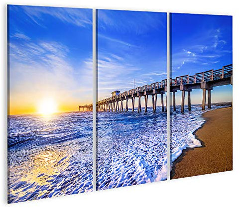 islandburner Prime Bild auf Leinwand Venice Florida Berühmter Pier Sonnenuntergang Bilder Wandbilder Poster