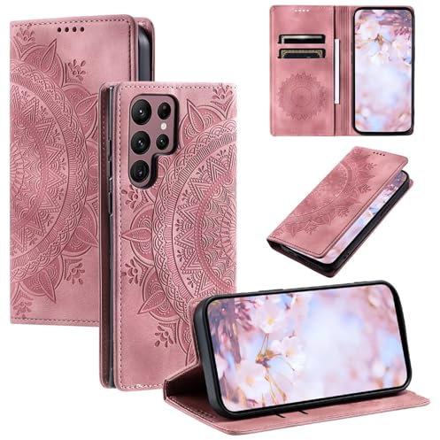 FMPCUON Handyhülle für Xiaomi Redmi 11 Prime 5G Hülle Premium Leder Klappbar Flip Case Magnet Kartenfach Standfunktion Tasche Schutzhülle für Xiaomi Redmi 11 Prime 5G - Rosa