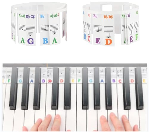 Klavier Keyboard Noten Aufkleber, Klavier Keyboard Aufkleber 88 Tasten, Abnehmbare Klaviertastatur Etiketten, Abnehmbare Klaviertastatur Notenetiketten, für Kinder und Klavieranfänger