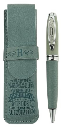 History & Heraldry Bamboo Persönlicher und individueller Kuli Kugelschreiber Stift mit Namen und Spruch Personalisiertes Etui Monogramm-Design persönliches Geschenk (Kuli R)