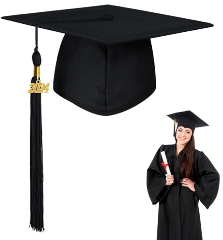 Zercart Graduation Hat for Adult Black Graduation Cap with 2025 Year Gold 2025 Bachelor Cap Academic Motorboard Hat for High School Uniforms University Graduation Hat Bachelor Graduation Adjustable