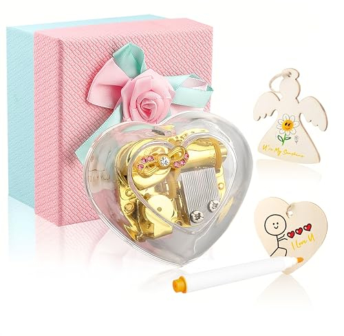 AUTMORAN Castle in The Sky Spieluhr, kleine Form der Liebe, Herz-Aufziehspielboxen für Sie, Mutter, Vater, Frauen, Enkelin. Geschenke für Jahrestag/Geburtstag/Weihnachten/Valentinstag/Mutter/Vatertag.