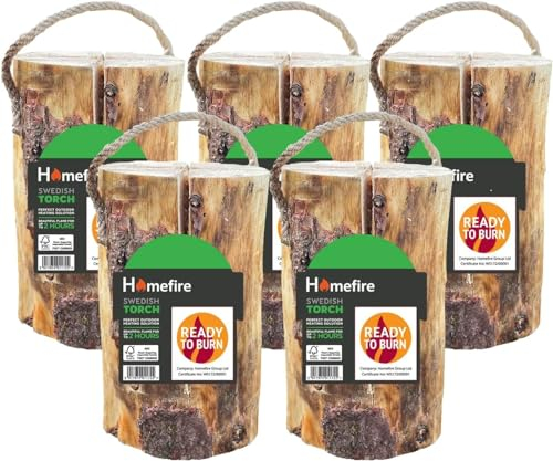 Eco-Friendly Swedish Torch Logs for Outdoor Cooking, Camping, BBQ & Fire Pit (1)