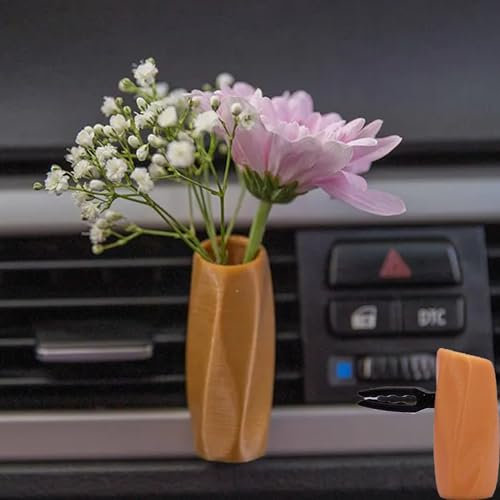 Gemütliche Boho Autovase, 3D-Gedruckter Auto Blumenvase Cliphalter, Vase for frische Pflanzen Auto Air Vent Charm Interieur, Pflanzenauto Zubehör(D)