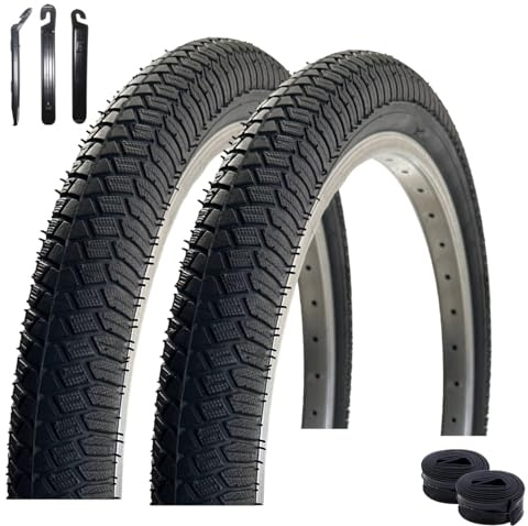 2 x VEE Rubber V186 20 Fahrradreifen Schwarz 50-406 (20 x 1,95) + 2 x passende Schläuche AV inkl. Reifenheber