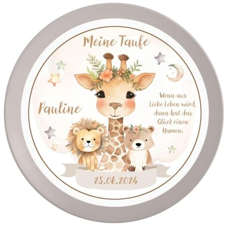 Tortenaufleger Taufe Safari #1 Name & Datum (20cm)