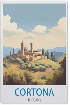 5D DIY Diamond Painting,Cortona Toskana Vintages Reiseplakat,Handgefertigtes Stickerei-Set Kreuzstich-Set Strass Heimdekoration Wandr?ume Wohnzimmer Schlafzimmer Arbeitszimmer(30x40cm)-F33