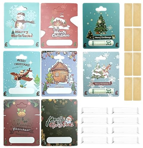 Weihnachtskarten zur Aufbewahrung von Geld, Weihnachtskarten zur Aufbewahrung von Geld | 8 x Geldhalter für Weihnachten | Weihnachtsfeier Anhänger