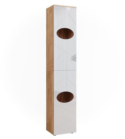 Vicco Wäscheschrank Irma, Goldkraft Eiche/Weiß Hochglanz, 37.2 x 192 cm
