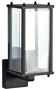 CGC Lighting Wandleuchte für den Außenbereich, Laterne, abgeschrägtes Glas, Veranda, Innen (Schwarz 3)