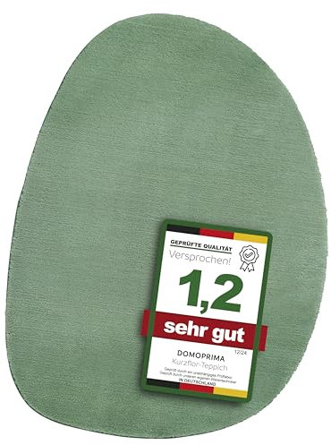 DOMOPRIMA Moderner Kurzflor-Teppich 140x200 cm – Waschbar, rutschfest, Oeko-Tex Zertifiziert, 100% Polyester, edle Farben Jade und Perlmutt (Jade)