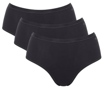 Sloggi GO Daily Cotton Midi Slips Panty 3er Pack 95% Baumwolle Slip Schwarz, Schwarz, L