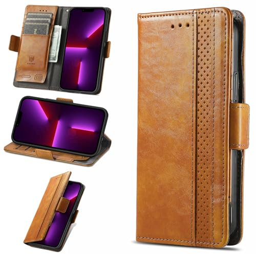 Jiajihua Hülle Kompatibel mit Sharp Aquos Sense7,Kompatibel mit Sharp Aquos Sense 7【PU Leder + Schale】【Kartenhalter】【Flip Stand】 Wallet Case Khaki