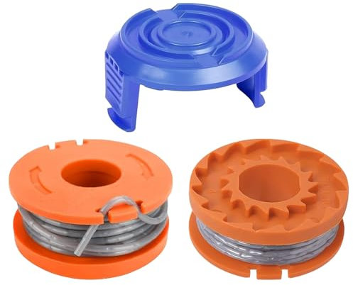 Ershengsan 2 PCS Strimmer Spool Compatible with Mac Allister MGTP18Li Trimmer Line, Trimmer Replacement Spool Line with Spool Cover, Replacement Strimmer Line for Macallister(2 spool + 1cover)