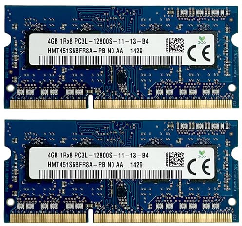 8 Go [2 x 4 Go] Mémoire RAM DDR3L SODIMM, 2 x 4 Go, 1600 MHz, PC3L-12800S, 204 broches, CL11, 1,35 V pour ordinateur portable, notebook, ordinateur portable, 2 modules de 4 Go 51032