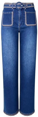 Joe Browns Damen Jeans mit gesticktem Detail und weitem Bein, blau, 40