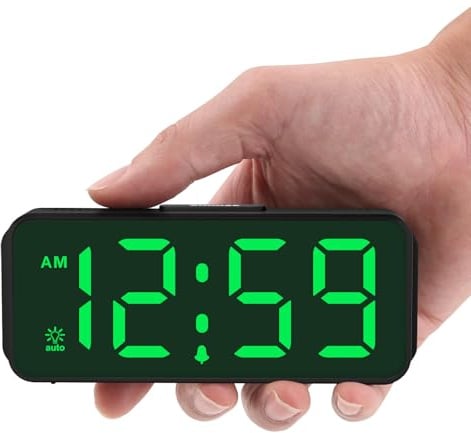 Peakeep Small Slim Digital Alarm Clock Battery Operated for Bedrooms Travel