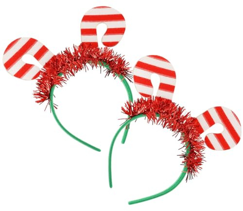 TOYZFRIENDY 2 Stück Weihnachtshaarreif aus Sicherem Material Rot Weißes Weihnachtsstirnband mit Zuckerstangen Design für Weihnachtsfeiern und Partygeschenke