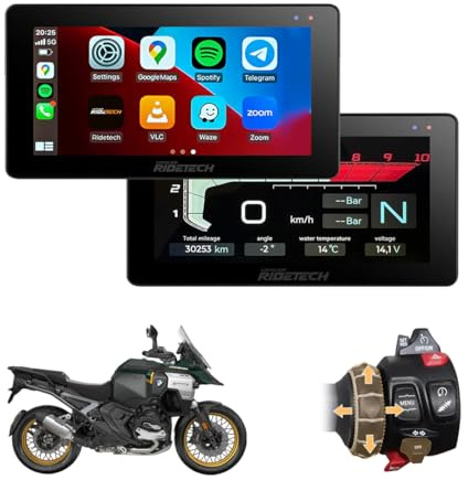 Kraft 5.5 Sistema Inteligente para Motocicletas BMW, Pantalla 5.5 Pulgadas, CarPlay/Android Auto, Navegación GPS Waze/Maps, Plug & Play, Control Rueda BMW