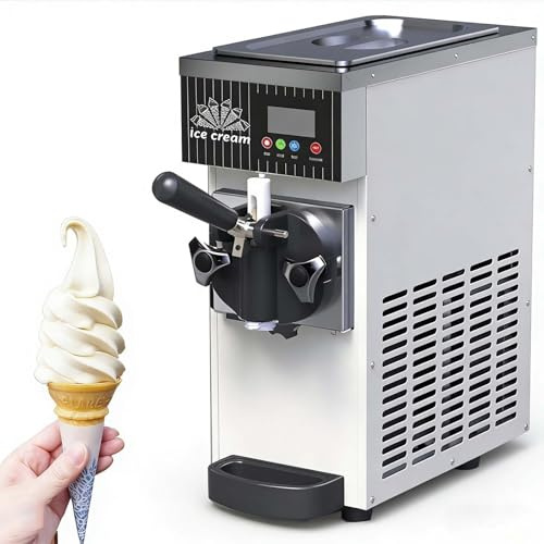 CUTANGELAR Continuous Dispense Ice Cream Maker, Soft Serve Machine With Digital Panel. 4-5 Kg/h Yield Make It Ideal For Restaurants, Dessert Shops, And Professional Kitchen Applications.(Cream)