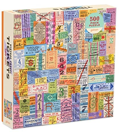 Galison 9780735366527 Vintatge Tickets Jigsaw Puzzle, Vintage Travel