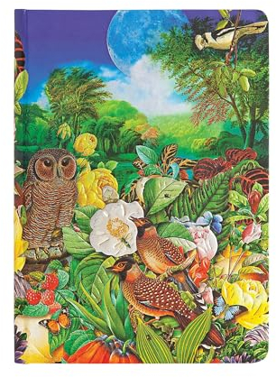 Paperblanks, Nature Montages, Moon Garden, Midi, Lined, Elastic Band, 120GSM