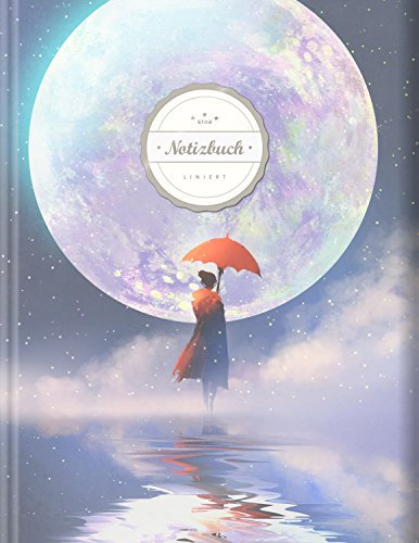 Liniertes Notizbuch (©Star, A4, 156 Seiten, Softcover) || Mit Register + Doppelrand + Lineatur 27 || Dickes Notizheft, Fester Einband, Deutschheft, Schreibheft, Schulheft, Tagebuch, „Mondlicht“