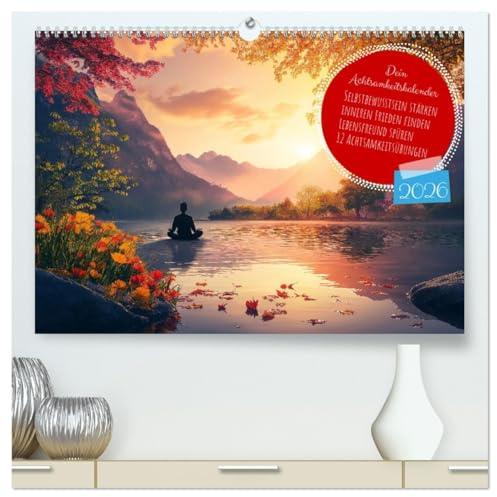 Dein Achtsamkeitskalender (hochwertiger Premium Wandkalender 2026 DIN A2 quer), Kunstdruck in Hochglanz: Achtsamkeitskalender für Erwachsene: 12 ... gegen Stress. (CALVENDO Gesundheit)