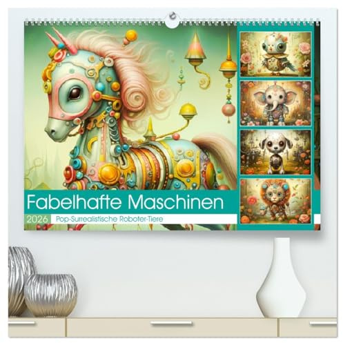 Fabelhafte Maschinen. Pop-Surrealistische Roboter-Tiere (hochwertiger Premium Wandkalender 2026 DIN A2 quer), Kunstdruck in Hochglanz: Eine ... mechanische Traumwelt (CALVENDO Technologie)