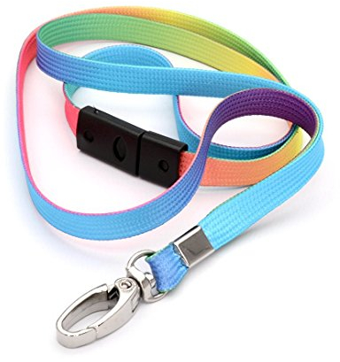 CKB Ltd 10x Mehrfarbig Bunt Lanyards Band Halsband Metall-Klipp For ID Card Ausweiskartenhalter Flippig Schlüsselband mit Sicherheitsverschluss Schlauchband