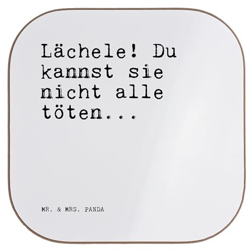 Mr. & Mrs. Panda Tischuntersetzer Lächele! Du Kannst sie... - Geschenk, gläseruntersetzer, Spruch Sprüche Weisheiten Zitate Lustig Weisheit Worte, Untersetzer für Gläser, Glas, Tassenuntersetzer