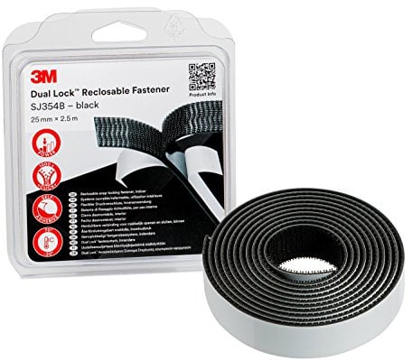 3M Dual Lock SJ354B, wiederlösbares Befestigungssystem - starke, wiederlösbare Verbindung von Kunststoffen (Polypropylen, Polyethylen), kritischen Lacken - 25mm x 2.5m, Dicke: 5.7mm (1-er Pack)