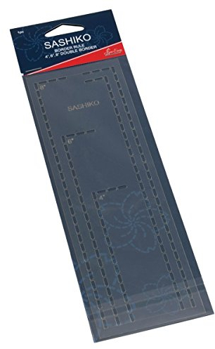 Sashiko, Sew Easy, Lineal für Bordürenden mit 4 Zoll, 6 Zoll und 8 Zoll Markierungen.