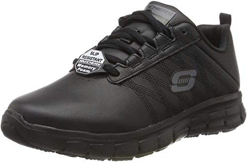 Skechers Damen Sure Track Erath Slip On Sneaker, Black Leather, 36.5 EU