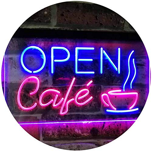 Café OPEN Coffee Kitchen Decoration Bar Beer Dual Color LED Barlicht Neonlicht Lichtwerbung Neon Sign Rot & blau 400 x 300mm st6s43-i2011-rb
